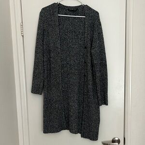 Cozy Open-Front Long Cardigan Sweater - Dark Gray